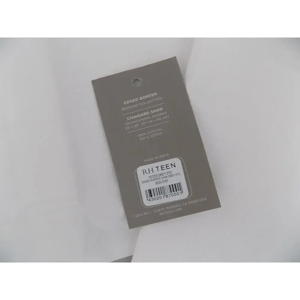 Restoration Hardware Teen grey border pillow sham Standard NWT
